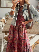 Full Size Paisley Print Cap Sleeve Maxi Dress Plus Size