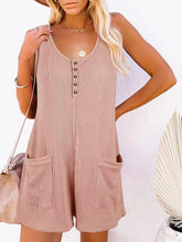 Full Size Pocketed Scoop Neck Sleeveless Romper Dusty Pink / S