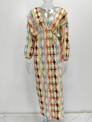 Full Size Printed Deep V-Neck Dress Plus Size