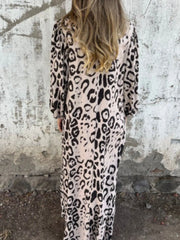 Full Size Printed V-Neck Dress with Pockets Plus Size