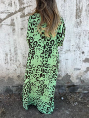 Full Size Printed V-Neck Dress with Pockets Plus Size