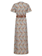 Full Size Printed V-Neck Short Sleeve Maxi Dress Plus Size