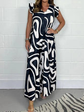 Full Size Printed Wide-Leg Jumpsuit with Flutter Sleeves Plus Size