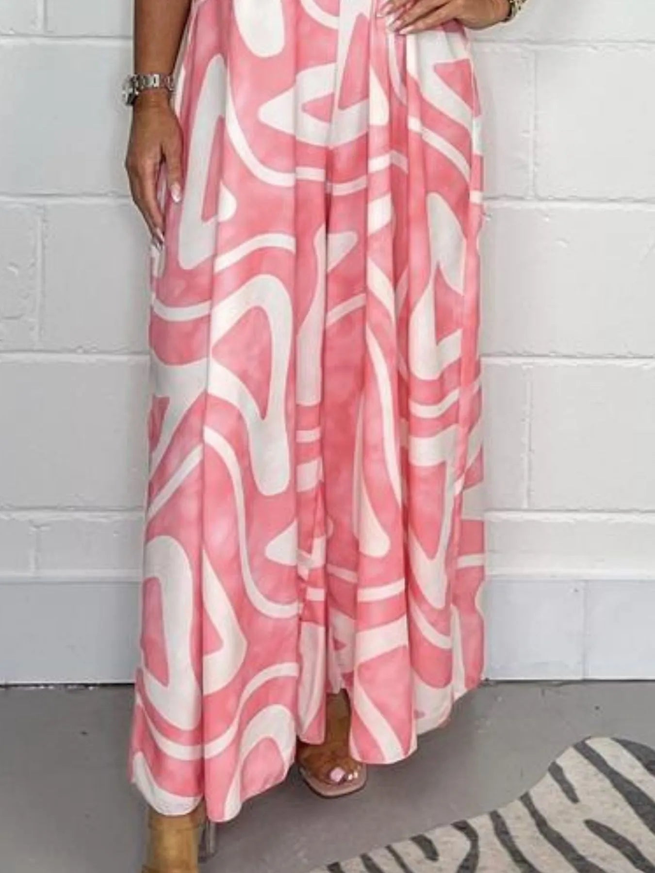 Full Size Printed Wide-Leg Jumpsuit with Flutter Sleeves Plus Size