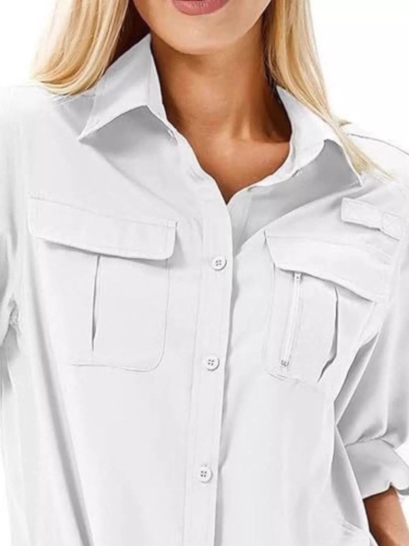 Full Size Roll-Up Sleeve Button Up Shirt Plus Size