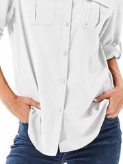 Full Size Roll-Up Sleeve Button Up Shirt Plus Size