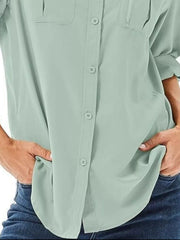 Full Size Roll-Up Sleeve Button Up Shirt Plus Size