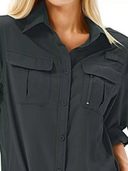 Full Size Roll-Up Sleeve Button Up Shirt Plus Size
