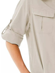Full Size Roll-Up Sleeve Button Up Shirt Plus Size