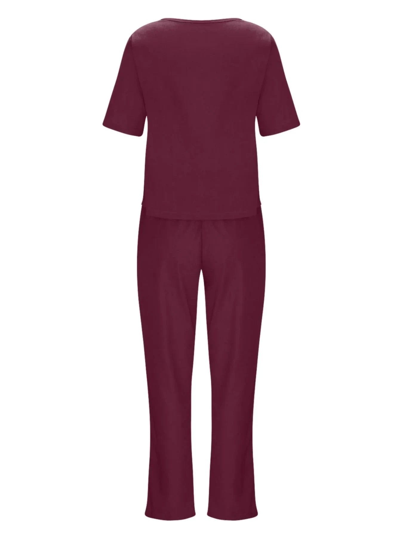 Full Size Round Neck Short Sleeve Top and Pants Set Plus Size