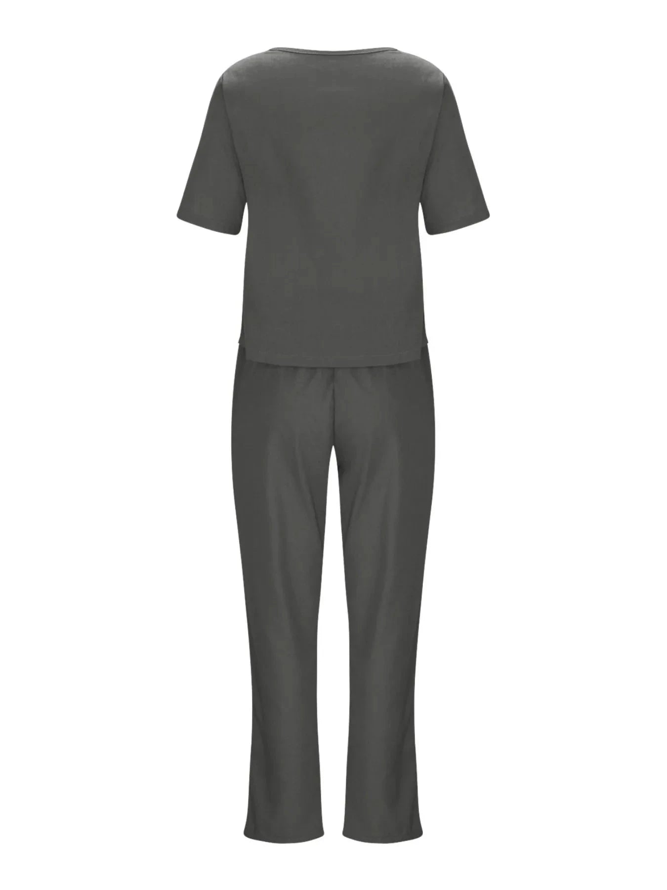 Full Size Round Neck Short Sleeve Top and Pants Set Plus Size