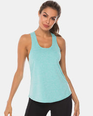 Full Size Scoop Neck Wide Strap Active Tank Aqua / S