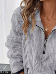 Full Size Sherpa Half Zip Sweatshirt Plus Size