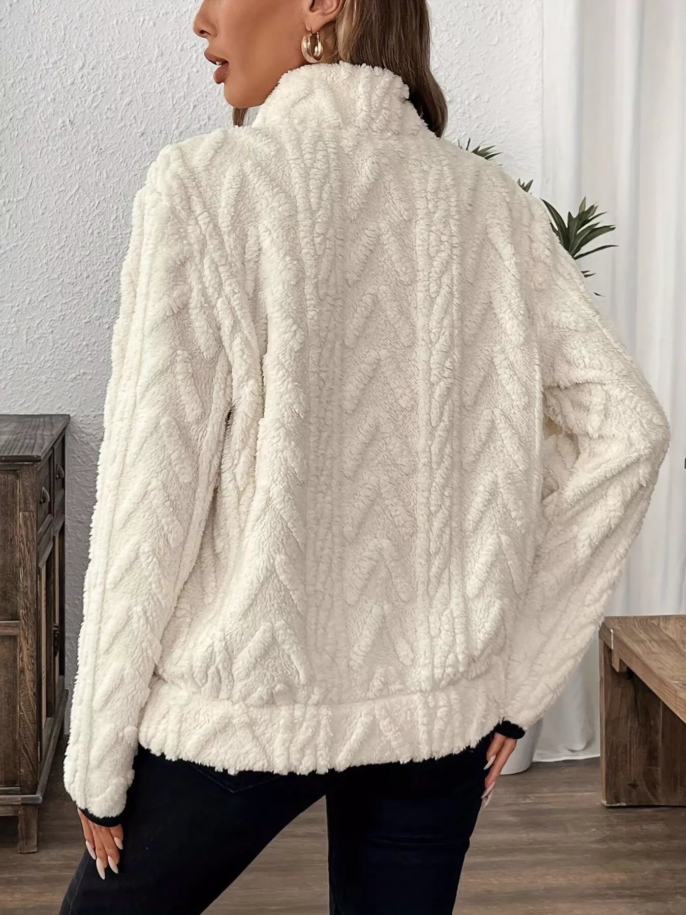 Full Size Sherpa Half Zip Sweatshirt Plus Size