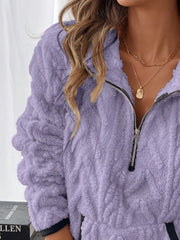 Full Size Sherpa Half Zip Sweatshirt Plus Size