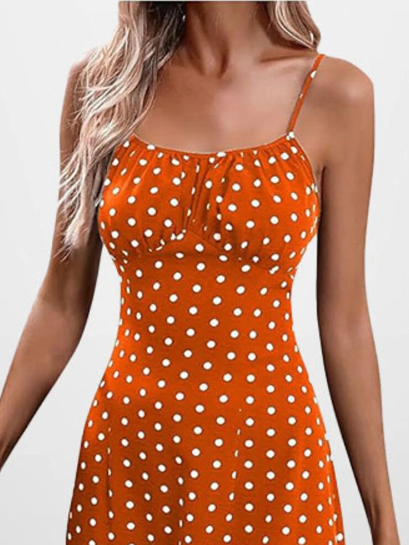 Full Size Slit Printed Cami Midi Dress Plus Size