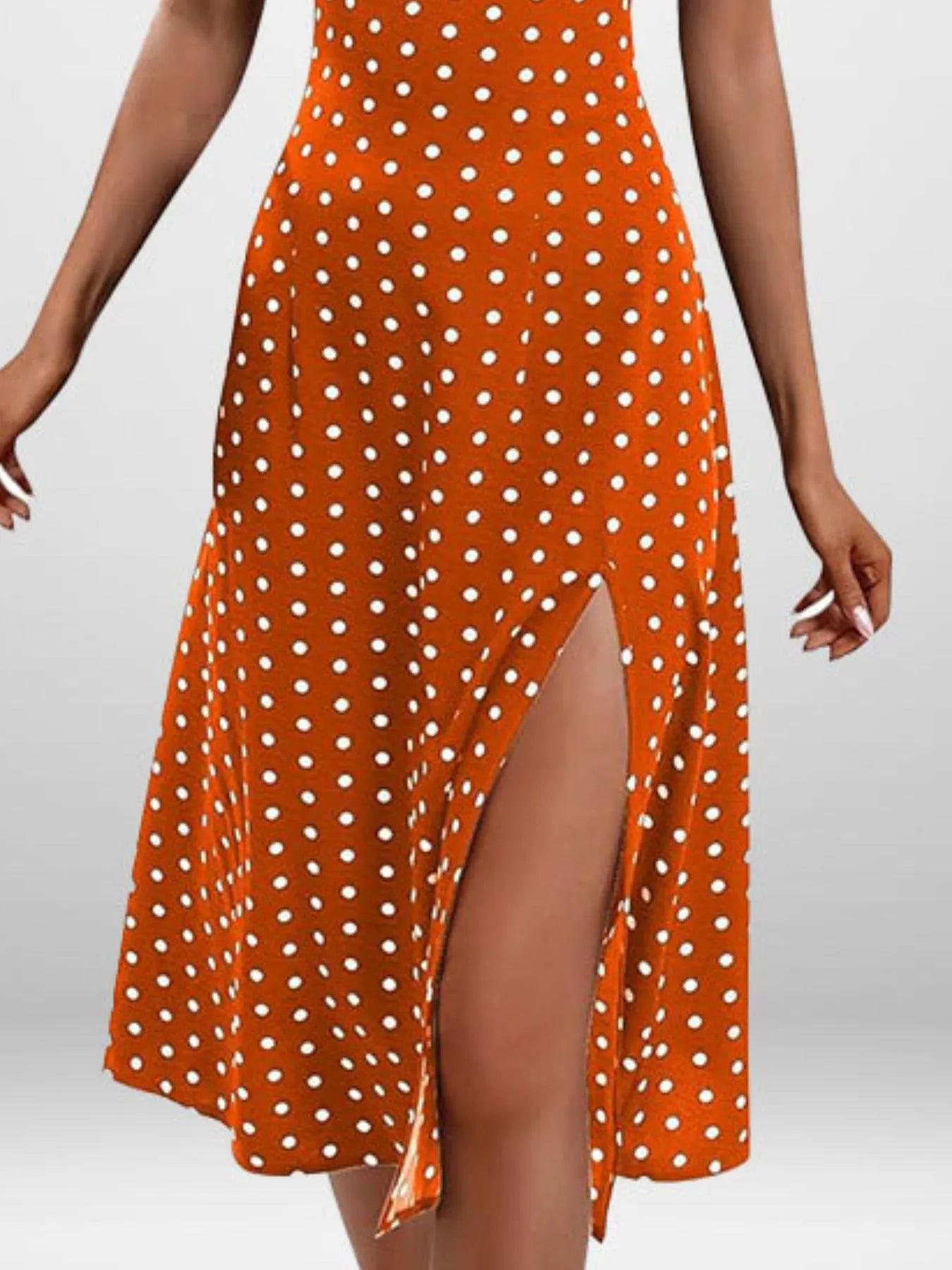 Full Size Slit Printed Cami Midi Dress Plus Size