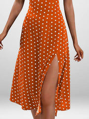 Full Size Slit Printed Cami Midi Dress Plus Size