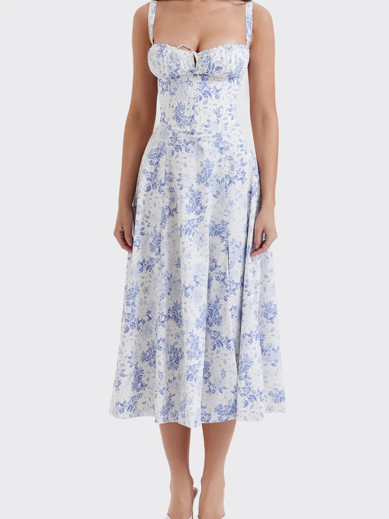 Full Size Slit Sweetheart Neck Cami Dress Plus Size Sky Blue / S