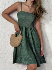 Full Size Smocked Square Neck Cami Dress Plus Size Olive Green / S