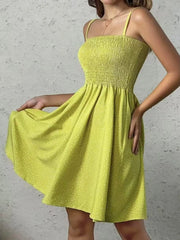 Full Size Smocked Square Neck Cami Dress Plus Size Yellow / S