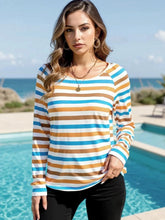 Full Size Striped Long Sleeve Casual Top Plus Size