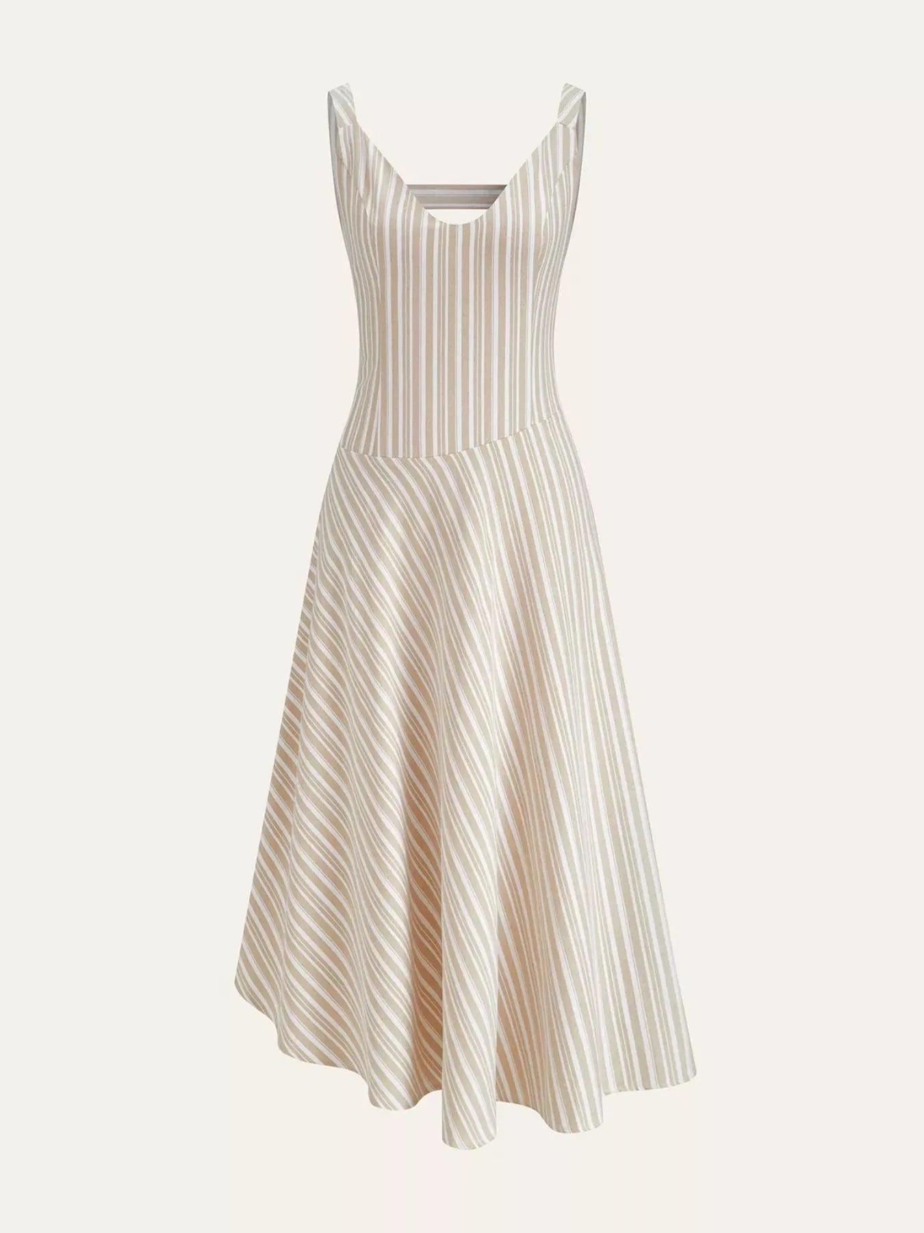 Full Size Striped Sleeveless Midi Dress Plus Size