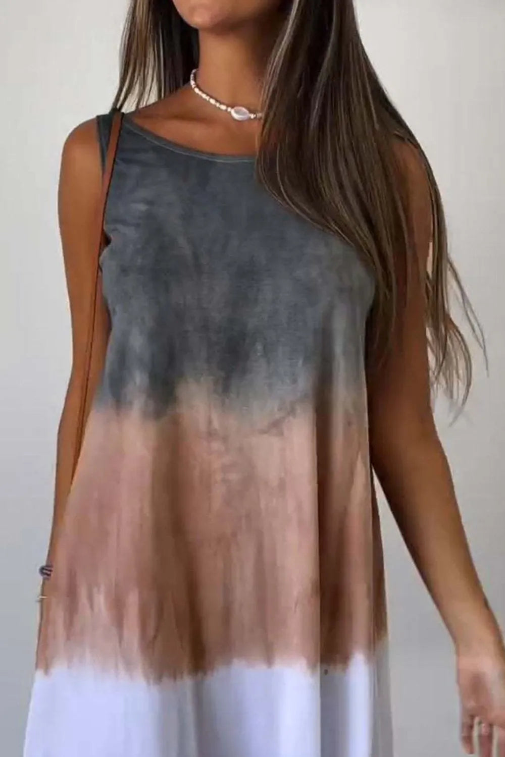 Full Size Tie-Dye Sleeveless Mini Tank Dress Plus Size