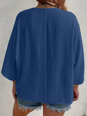 Full Size V-Neck Button Down Shirt Plus Size