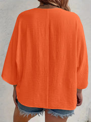 Full Size V-Neck Button Down Shirt Plus Size