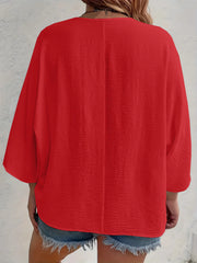 Full Size V-Neck Button Down Shirt Plus Size