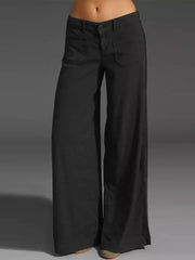 Full Size Wide Leg Pants with Pockets Plus Size Black / S