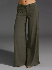 Full Size Wide Leg Pants with Pockets Plus Size Green / S