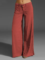 Full Size Wide Leg Pants with Pockets Plus Size Orange Red / S