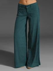 Full Size Wide Leg Pants with Pockets Plus Size Peacock Green / S