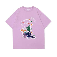Fun Dinosaur with Drink Design T-Shirt US 4 / Plum