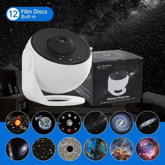 Galaxy Projector Night Light: 360° Rotate Planetarium Lamp for Kids Bedroom - Valentine's Day Gift, Wedding Decor 12 in 1 Projector / USB Plug