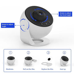 Galaxy Projector Night Light: 360° Rotate Planetarium Lamp for Kids Bedroom - Valentine's Day Gift, Wedding Decor 12 in 1 Projector / USB Plug