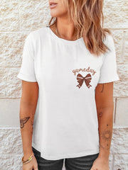 Game Day Bowknot Embroidered Casual Tee White / S