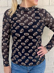 Game Day Football Print Long Sleeve T-Shirt
