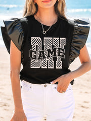 GAME DAY Ruffle Sleeve Blouse