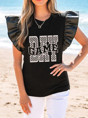 GAME DAY Ruffle Sleeve Blouse