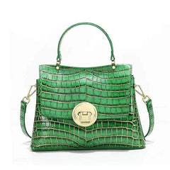 Genuine Exotic Croc Print Leather Purse Green