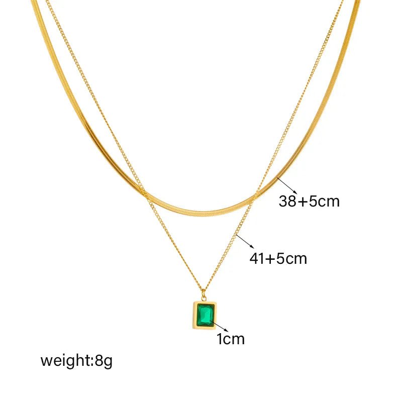 Geometric Heart Colorful Crystals Pendant Necklace