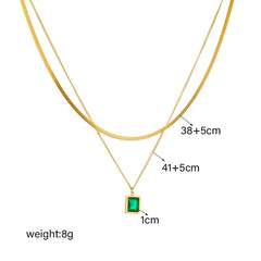 Geometric Heart Colorful Crystals Pendant Necklace