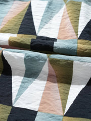 Geometric Print Buttoned Balloon Sleeve Loose Fit Shirt