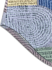 Geometric V-Neck Short Sleeve Button-Front Dress