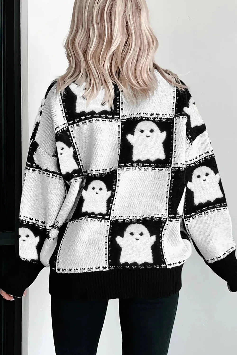 Ghost Checkered Round Neck Sweater