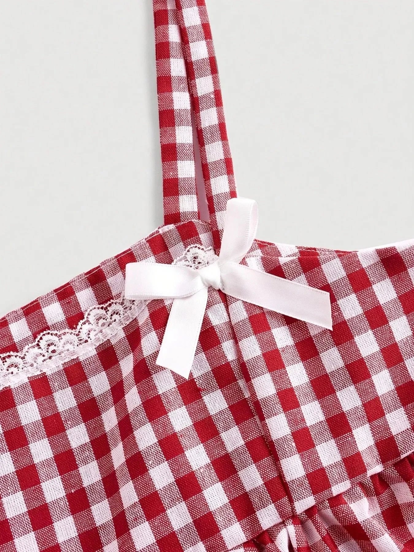 Gingham Check Peplum Cami Top