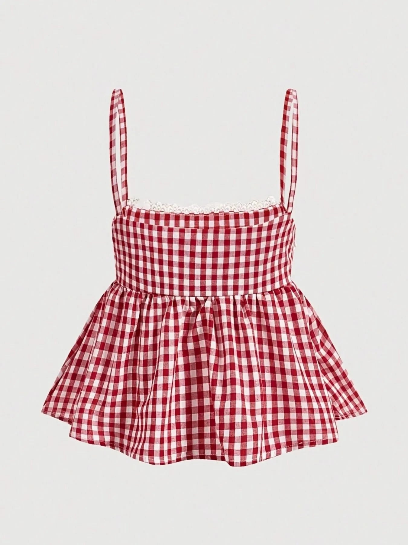 Gingham Check Peplum Cami Top
